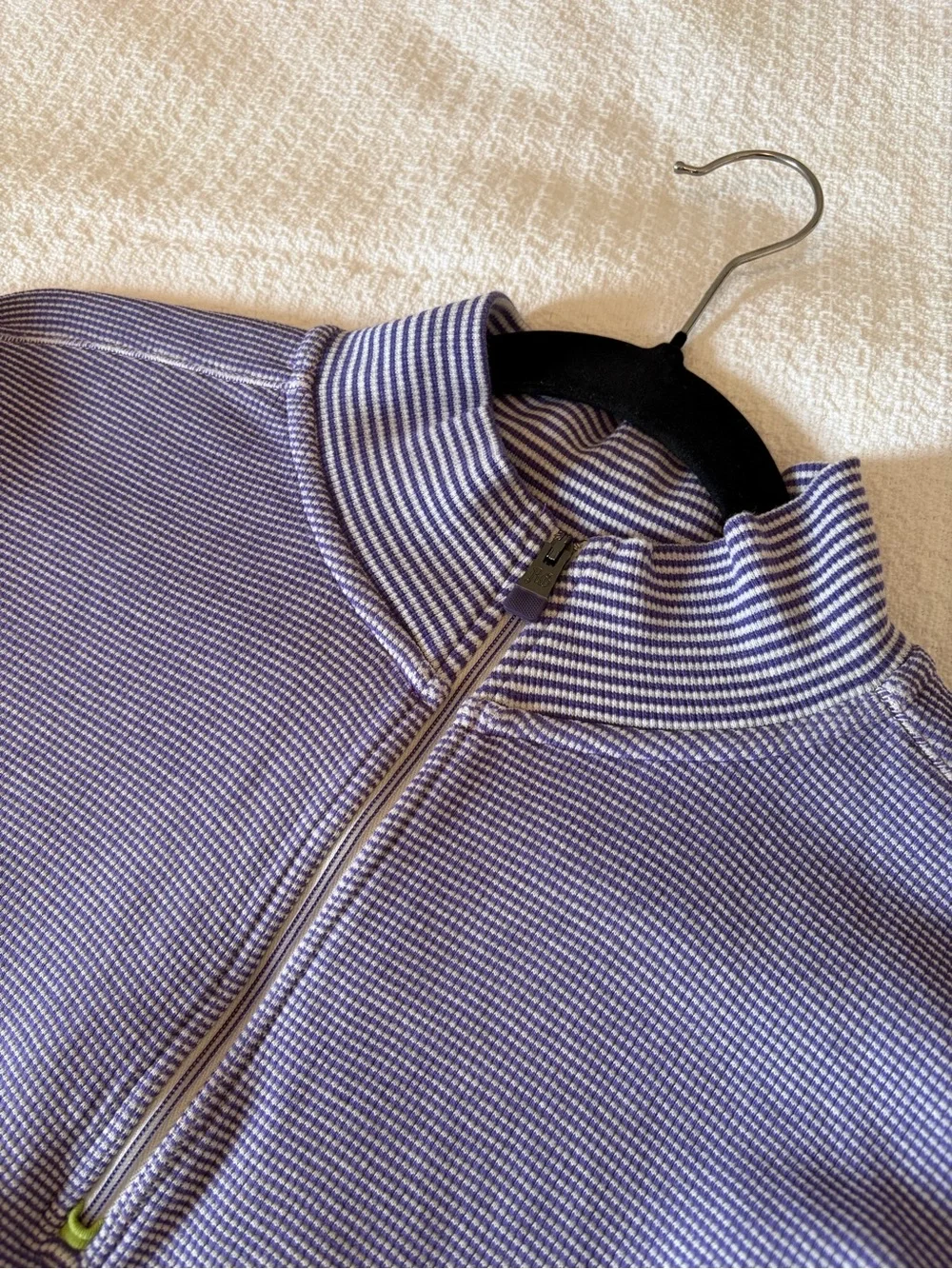 Robert Graham Lavender Half-Zip Knit Pullover with Contrast Collar Size M